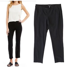 EILEEN FISHER Black System Washable Stretch Crepe Slim Ankle Pant Size Small