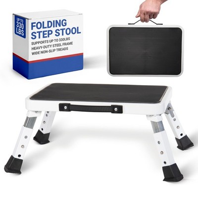 Arrigo Folding Step Stool with 3 Adjustable Heights   330lb Capacity, Wide An...