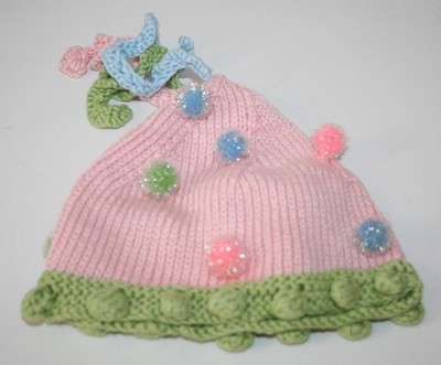 Nana Knits Baby Girl Pink Knit Hat Size Small