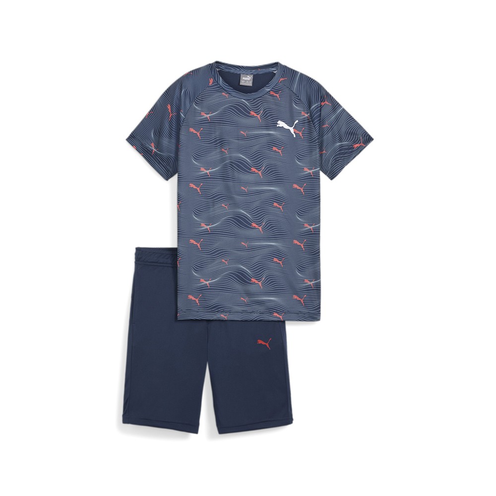 PUMA 2 Pc Active Sports Crew Neck Short Sleeve T-Shirt  Shorts Set Youth Boys Si