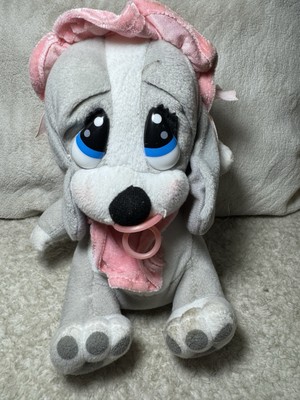 Vtg Nanco Sad Sam HONEY Plush BABY PINK PACIFIER BIB BONNET Dog