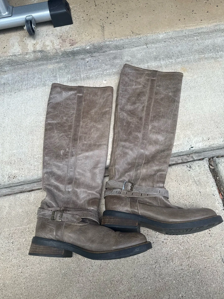 Steve Madden Women's Maddock Tall Distressed Tan Riding Boots Leather Straps 10M - Image 4 of 4