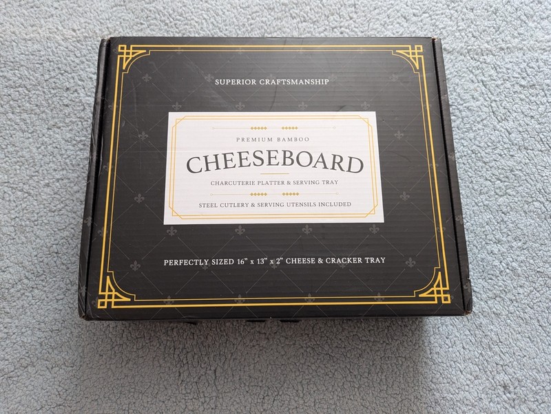 NEW Smirly Cheese Board and Knife Set:16 x 13 x 2 Inch Wood Charcuterie Platter 