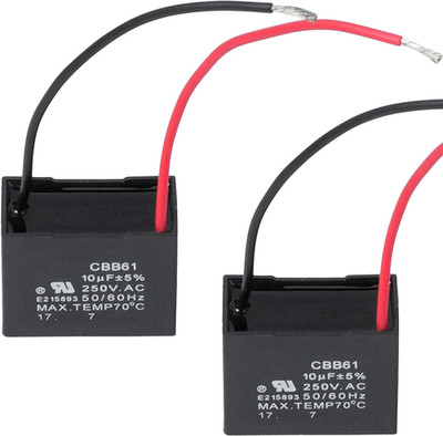 CBB61 Fan Capacitor 2 Wire 10Uf, 2 Pack Celiling Fan Capacitor 250V
