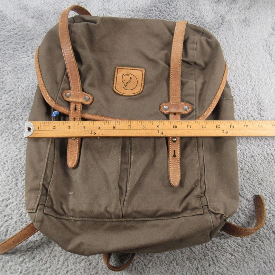 Mochila Fjallraven Nº 21 Mediana G-1000 Marrón Mochila Cuero Correas Lona Foto 4 de 4