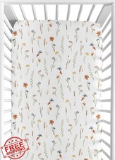 Sweet Jojo Designs Crib Sheet Garden Rust Blue Mini