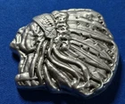A 5oz Bison Bullion Issue Native American Chief Pour Bar 999 Fine Silver