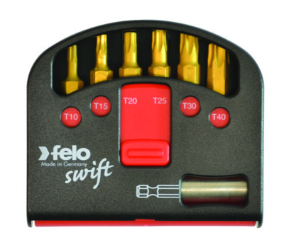 Felo 52731 Swift Box 6 Pc. TiN Torx Bit Set T10-T40 w/ Case & Bit Holder