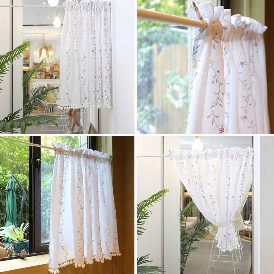 Boho Printed Curtain Valance Cafe Tassel Kitchen Living Room Door Drape
