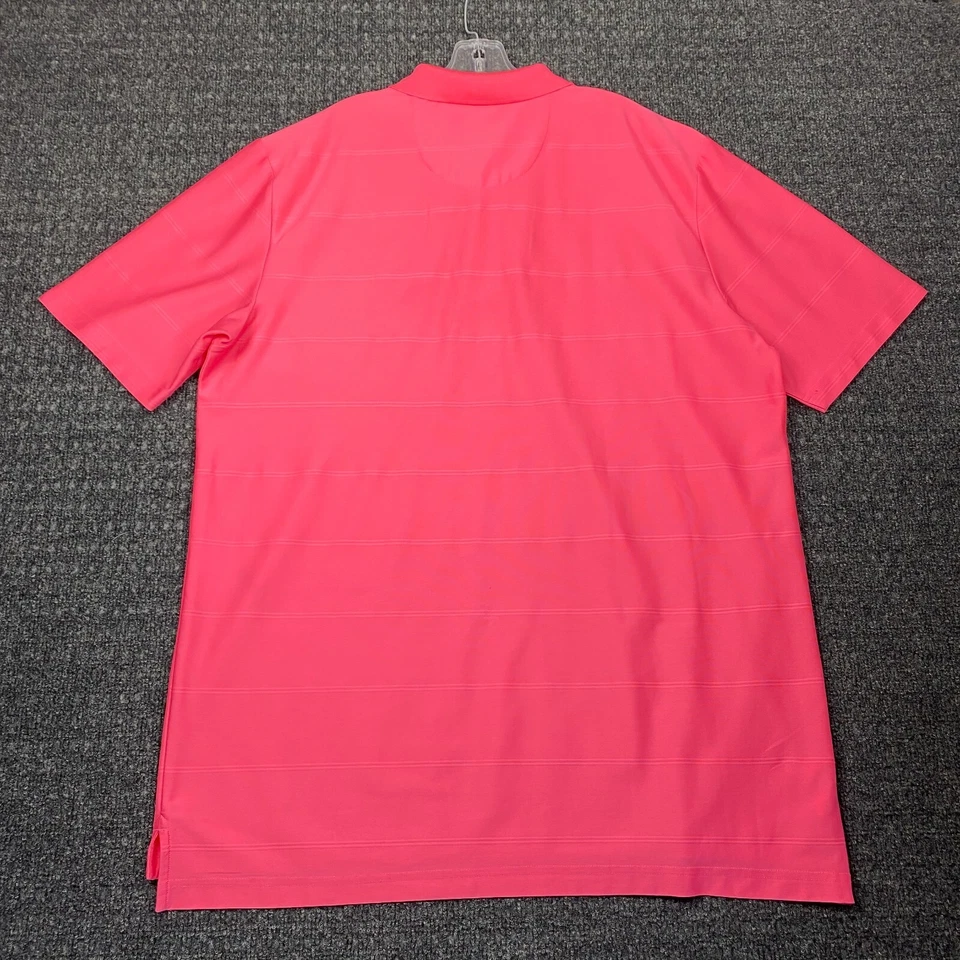 Jack Nicklaus Polo Golf Shirt Hot Pink StayDri XL Striped Gold Bear - Image 2 of 4