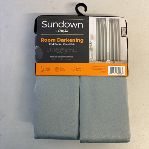 Sundown By Eclipse Room Darkening Rod Pocket Panel Pair Spa Curtins 26" x 84" - Picture 2 of 4