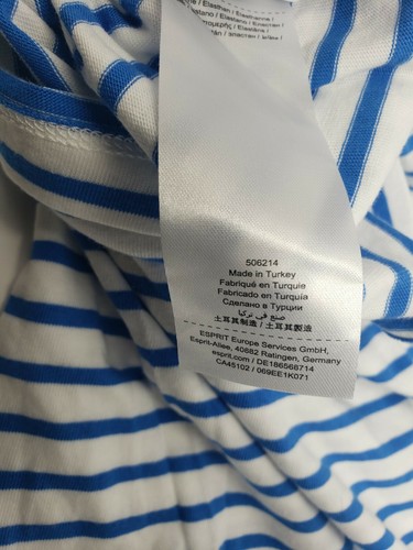 ESPRIT x Craig Karl Striped T-Shirt Men Size Small Logo blue white patch kidcore - Picture 5 of 7