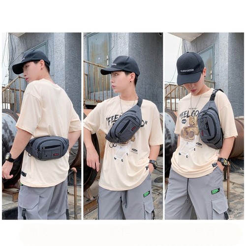 Solid Color Crossbody Chest Bag Waterproof Fanny Packs New Sports Waist Bag - Photo 9 sur 12