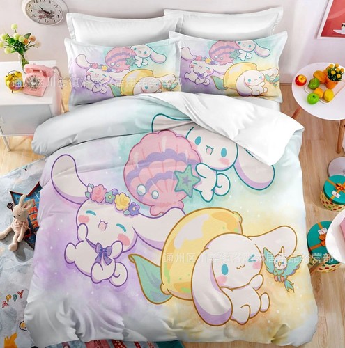 Juego de cama Kuromi Melody algodón suave confort juegos edredón funda sábanas cama - Imagen 24 de 36