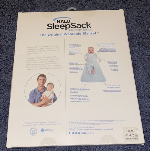 Halo Sleep Sack Platinum Series Size Medium 6-12 Months Chevron Pale Blue Print - Picture 6 of 6