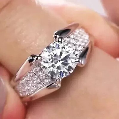 4Ct Round Lab Created Diamond Halo Wedding Engagement Ring 925 Sterling Silver