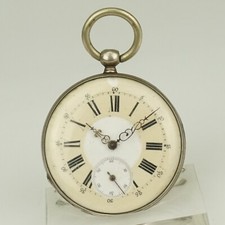 Rare SILVER Pocket Watch Collectible time piece jewelry no gold jewellery RAR