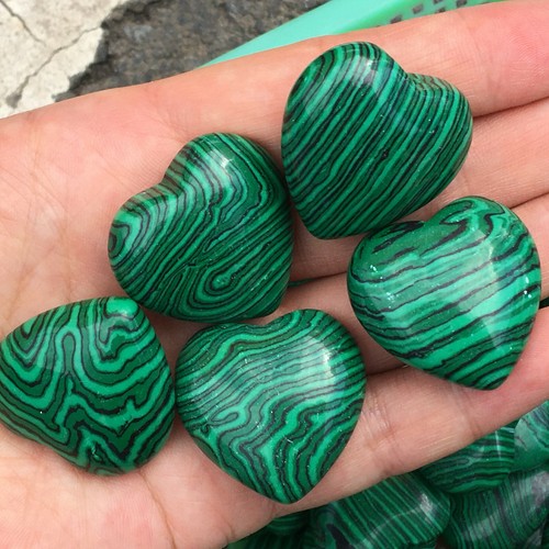 TOP Natural malachite quartz heart quartz hand-polished moon reiki healing 5PC - Bild 9 von 11