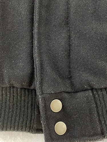 Sears Roebuck Mens Lg WOOL Bomber Jacket Black With Plaid Flannel Lining VTG EUC - Picture 3 of 12