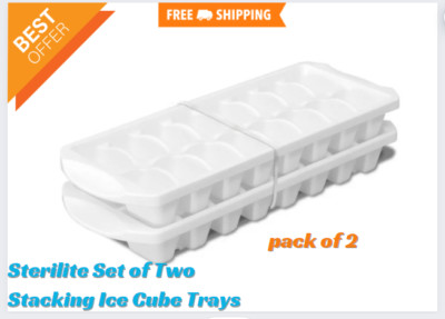 Sterilite Set of Two Stacking Ice Cube Trays - Plastic White free shipping