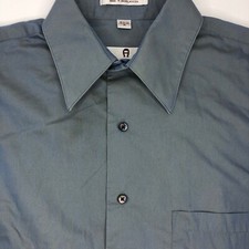 Etienne Aigner Men's Medium 15 32/33 Blue Sheen Button Front Dress Shirt