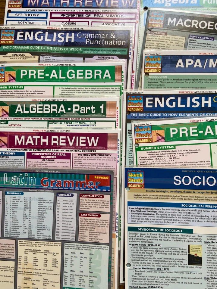 18 Quick Study Reference Guides Homeschool Math English Hist Econ Finance Latin - Image 3 of 3