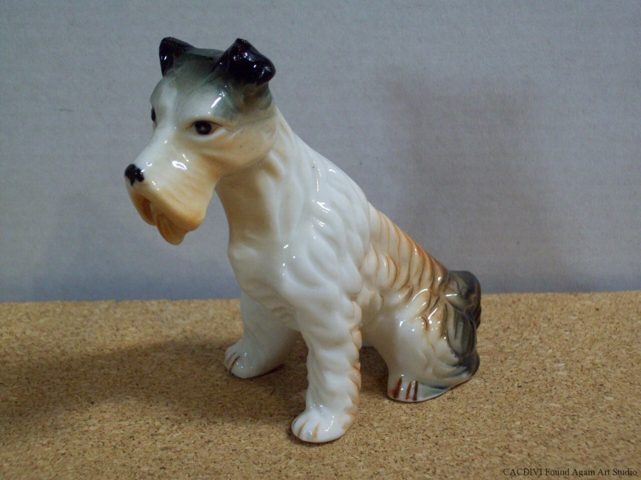 Fox Terrier Dog Porcelain Figurine Vintage Sitting Puppy Ceramic 3 1/2