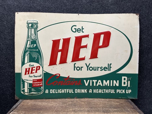 Vtg 40s 50s Hep Soda Pop Advertising Embossed Metal Sign 20” Red Rock Atlanta - Picture 2 of 16