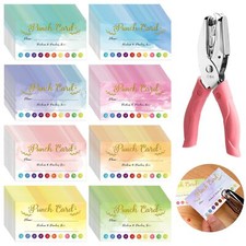 200 Pcs Reward Punch Cards with Hole Puncher Behavior Incentive Award for Kids