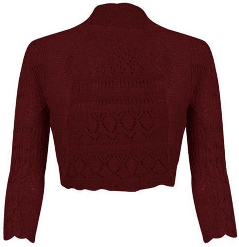Women Long Sleeve Knitted Crochet Shrug Cardigan Bolero Ladies Crop Top - Picture 22 of 23