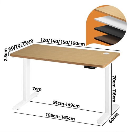 Oikiture Electric Standing Desk Dual Motor 120-160CM 4 Colors - Picture 8 of 166