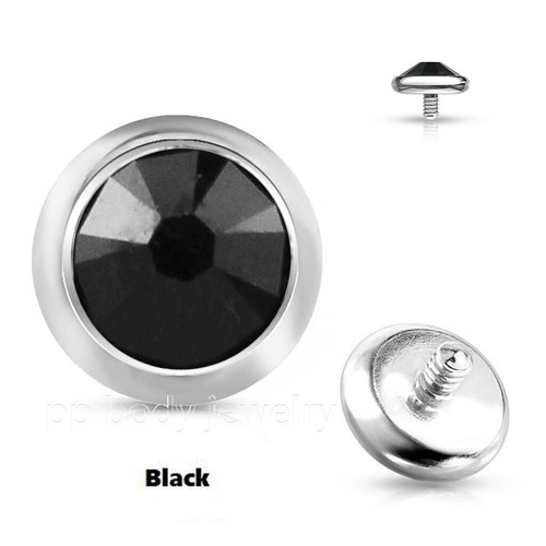 14G Flat CZ Surgical Steel Internally Threaded Dermal Anchor Top Part - Picture 16 of 17
