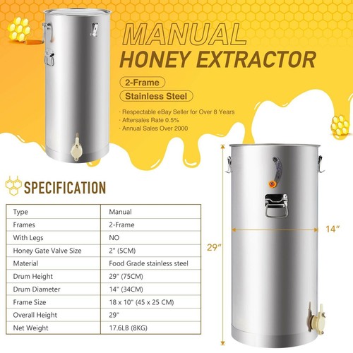 2/4 3/6 4/8 Frames Electric Honey Extractor Beekeeping Equipment Stainless Steel - Picture 6 of 11