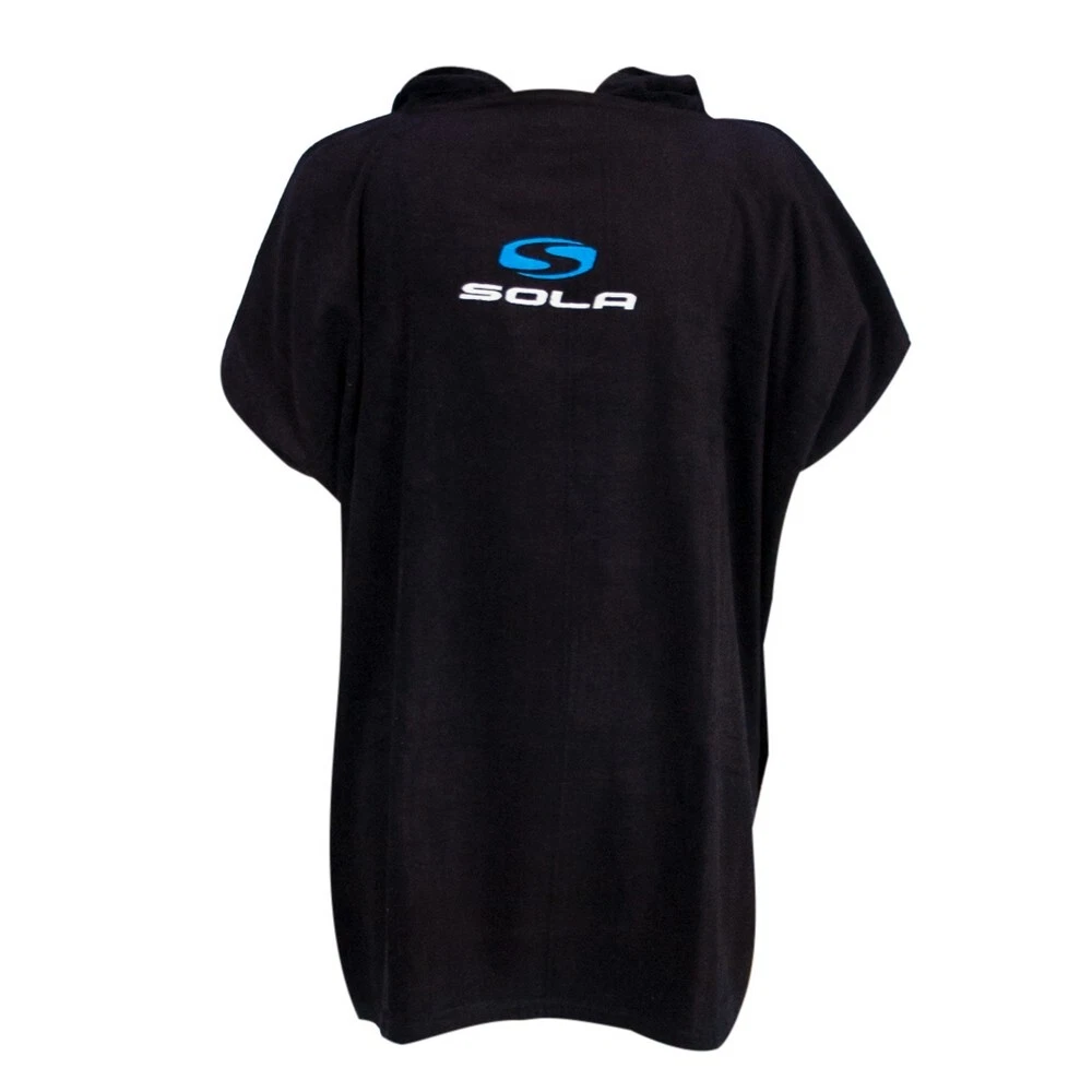 Sola Poncho Hooded Beach Triathlon Surf Changing Towel Robe Black