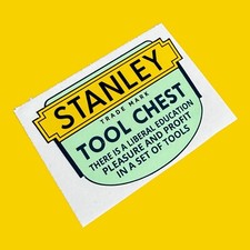 Stanley Tool Chest sticker restoration vintage Tool Box SW Sweetheart decal 1920