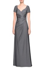 La Femme 27855 Sweetheart Neck Jersey Gown SZ 4 Gun Metal  388 