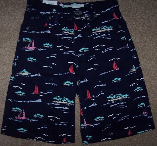 NWT Paper Denim & Cloth Navy Blue STRETCH Dress Shorts SAILBOATS BEACH Boys 4