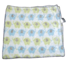 Baby Essentials Green Blue White Elephant Blanket Plush Lovey 2015