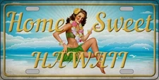 HOME SWEET HAWAII METAL NOVELTY LICENSE PLATE