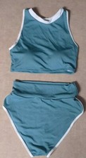 Ribbed Swim Bikini Set High Waisted Cheeky Size Medium
