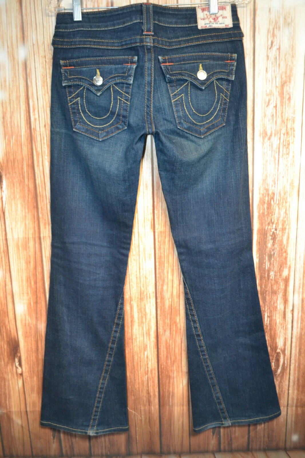 True Religion Women's Joey Bootcut Thick Stitch U Blue Denim Jeans Sz 28x30 thumbnail 6