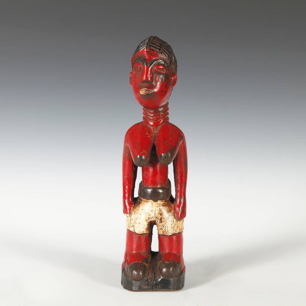 VINTAGE BLOLO OR SPIRIT SPOUSE FIGURE WOOD PAINTED BAULE IVORY COAST ...