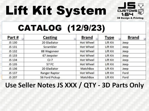 Hot Wheels Lift Kit - Toyota LC80 - 3D Printed - Parts Only - Picture 16 of 24
