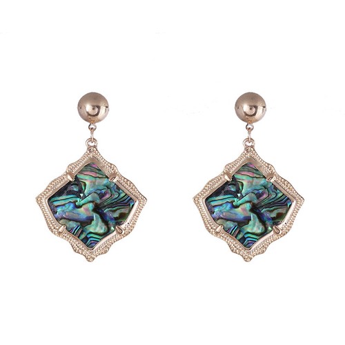 Pendientes de diamante acrílico leopardo moda turquesa abulón tachuelas para mujeres regalos