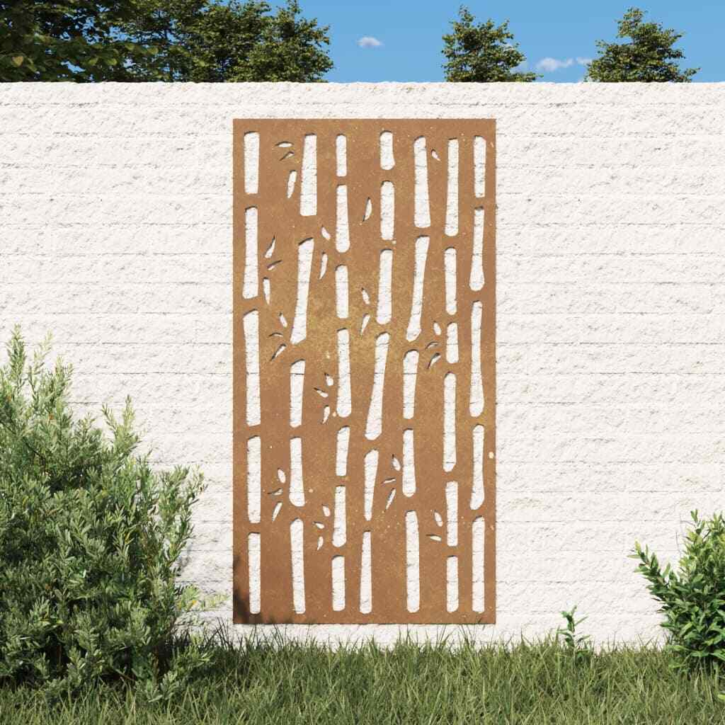 Corten Steel Bamboo Wall Art for Outdoor Patio Decor vidaXL-image