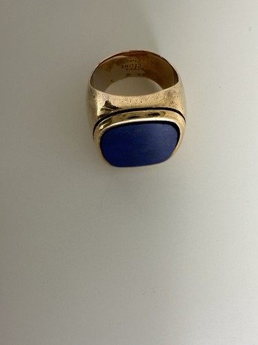 Celine Signet Ring 52 Yves Klein Blue Stone Golden Brass Phoebe Philo Fall 2018 - Picture 17 of 24