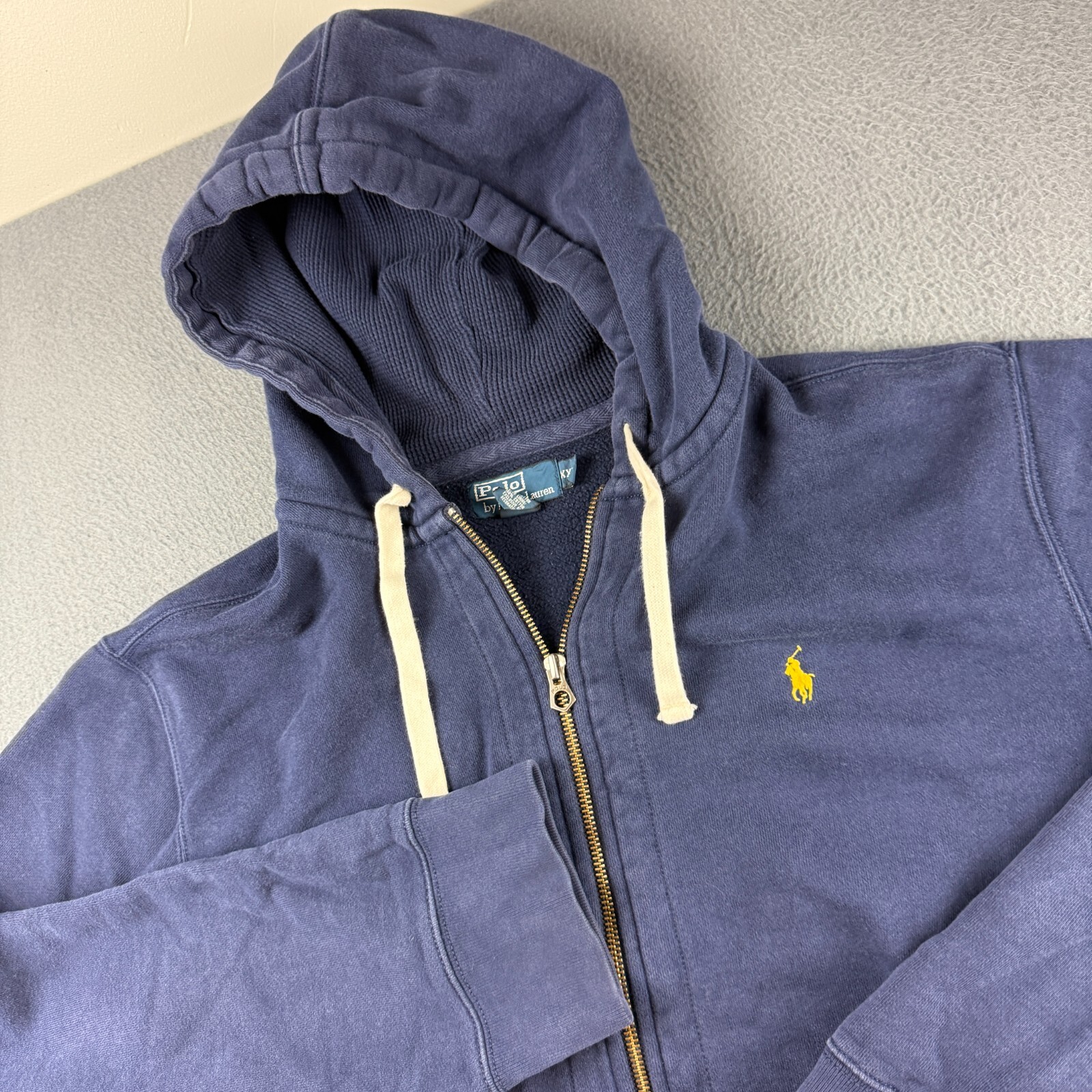 Polo Ralph Lauren Felpa con Cappuccio Uomo 2XL Blu Cappuccio Termico Waffle Fleece Vintage Pony