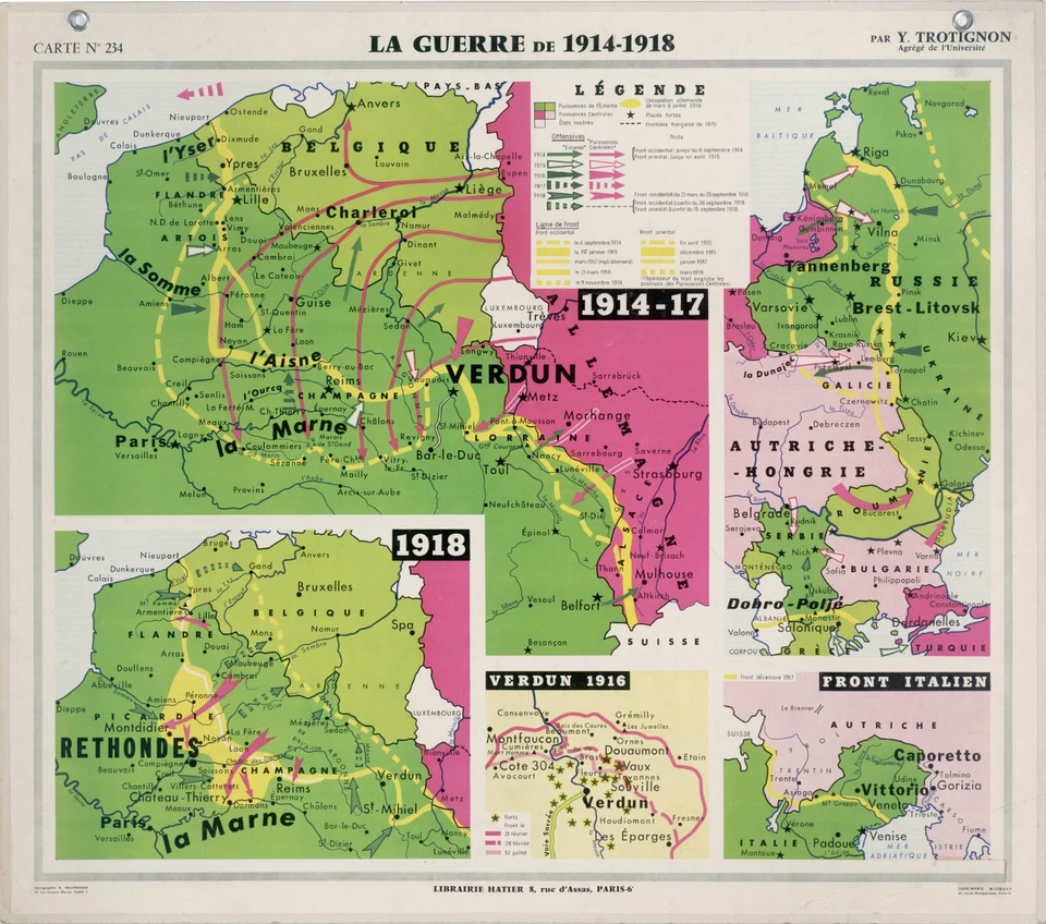 Carte 1e Guerre France Lorraine Bretagne Normandie Alsace Ecole - Photo 1/1