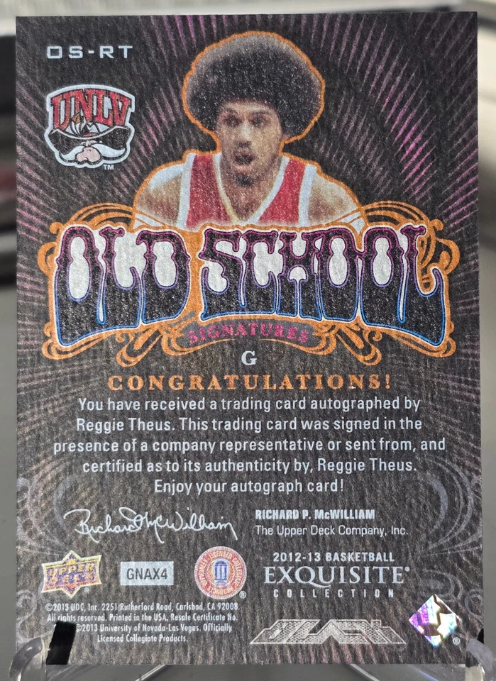 Reggie Theus 2012 Exquisite Collection UD Black Old School Signatures #OS-RT /75 - Image 2 of 2
