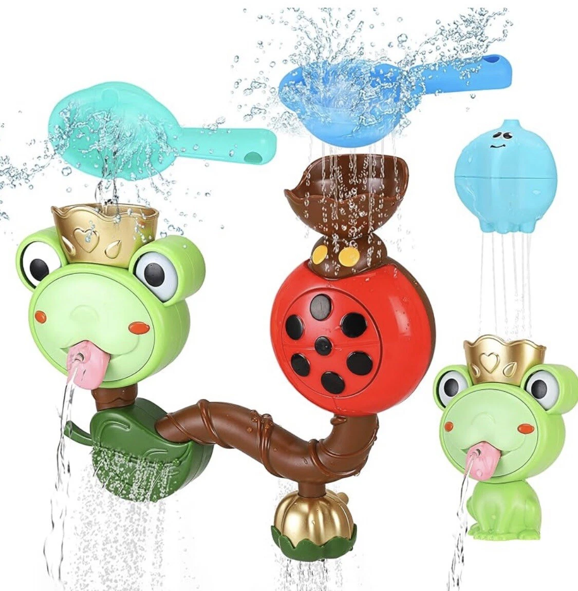 Fun Frog Baby Bath Toy Shower Spray Water Bathtub Spin Wall Toy For Toddler  Kids